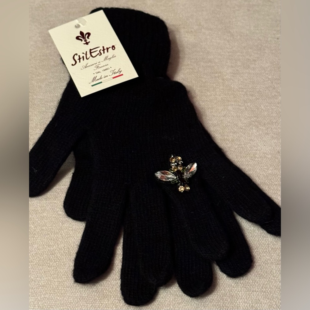StilEstro Knit Gloves with Embellishment